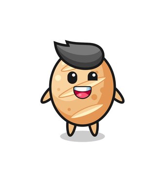 illustration of an french bread character with awkward poses