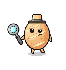 Obraz premium french bread detective character is analyzing a case
