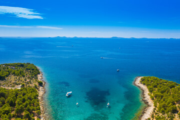 Fototapeta na wymiar Cigrada bay on Murter island and Kornati archipelago, aerial view, Dalmatia, Croatia