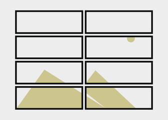 Geometric Mountains silhouette landscape art poster illustration