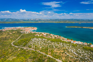 Aerial view od town of Betina on the island of Murter, Dalmatia, Croatia