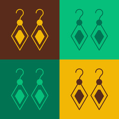 Pop art Earrings icon isolated on color background. Jewelry accessories. Vector