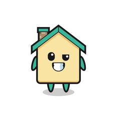 cute house mascot with an optimistic face