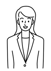 Upper body of a young woman wearing a suit (line)