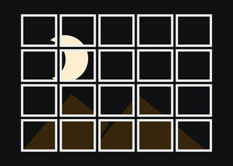 Geometric Mountains silhouette landscape art poster illustration