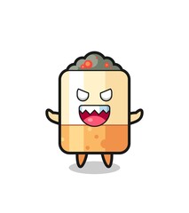 illustration of evil cigarette mascot character