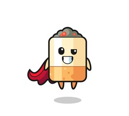 the cute cigarette character as a flying superhero