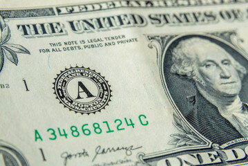 Symbol (Stamp) of Federal reserve system of USA on dollar. Finance system concept - obrazy, fototapety, plakaty
