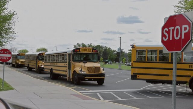 03 SEPTEMBER 2021 Bensalem Pennsylvania USA Transport for students children educational yellow school bus on the street