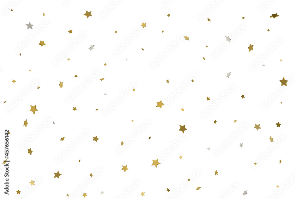 Wall mural gold glitter background. 3d gold stars confetti. vector.