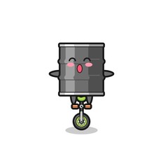 The cute oil drum character is riding a circus bike