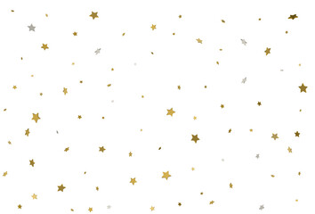 Gold glitter background. 3d Gold stars confetti. Vector.
