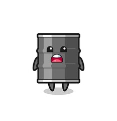 Fototapeta premium oil drum illustration with apologizing expression, saying I am sorry