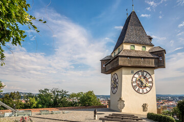 View at the Clock Tower of Schlossberg Hill in Graz - Austria