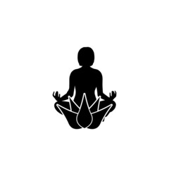 Woman meditation icon isolated on white background