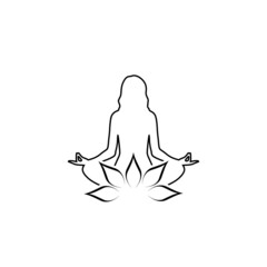 Woman meditation icon isolated on white background