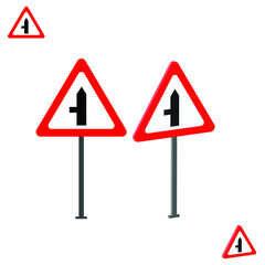 Junctions With Secondary Roads traffic sign with 3d view