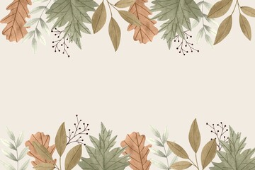 watercolor autumn leaves background vector design illustration