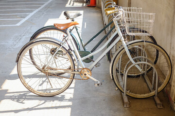 Fototapeta na wymiar Retro bicycle in parking