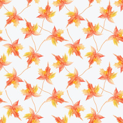 Fototapeta na wymiar Autumn pattern in watercolor. Leaves