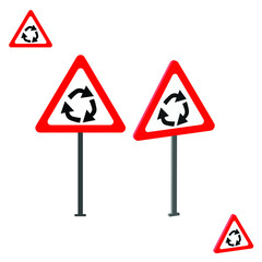 roundabout traffic sign with 3d view