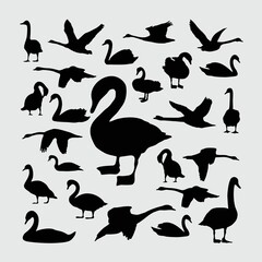 Swan Silhouette. A set of Swan silhouettes