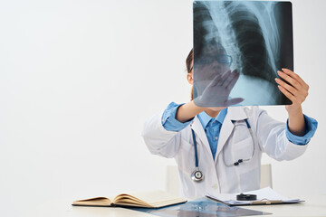 female doctor in white coat hospital treatment x-ray