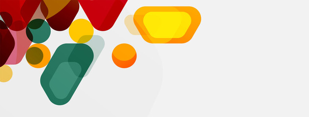 Color bubbles and rounded geometric shapes on white. Vector geometric minimal abstract background for wallpaper, banner, background, landing page