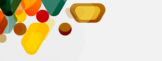 Color bubbles and rounded geometric shapes on white. Vector geometric minimal abstract background for wallpaper, banner, background, landing page