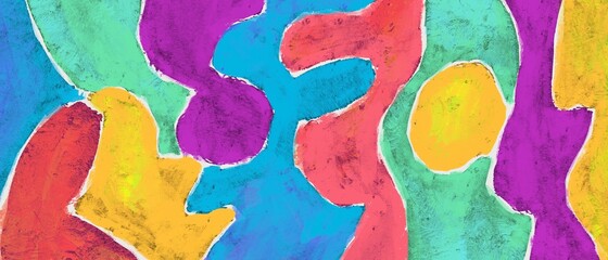 Fototapeta premium 絵の具の抽象背景）躍動感のあるカラフルなコンポジション 油絵 アート 幾何学的 鮮やか バナー