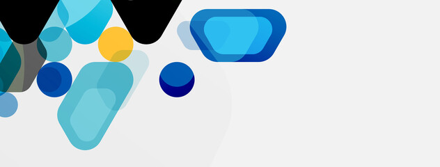 Color bubbles and rounded geometric shapes on white. Vector geometric minimal abstract background for wallpaper, banner, background, landing page