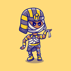 cute halloween pharaoh mummy dancing