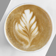 Pink art latte on a white background