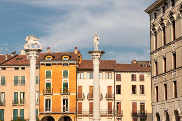 Vicenza italy, characteristic colorful houses