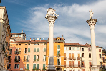 Fototapeta premium Vicenza italy, characteristic colorful houses