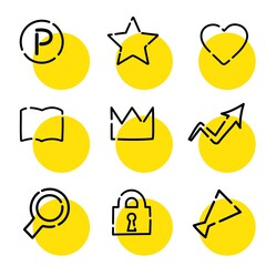 アイコンセット04（黄色・ショッピングなどで使えそうな丸くてシンプルでかわいいアイコンセット）