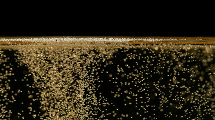 Close-up of champagne bubbles background with foam. - obrazy, fototapety, plakaty