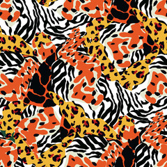 Colorful Zebra Spot Vector Seamless Pattern.