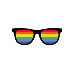 Flat glasses with a rainbow. Lgbt, gay and love. 