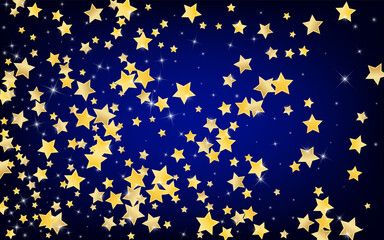 Yellow Abstract Stars Vector Blue Background.