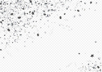Silver Confetti Flying Vector Transparent