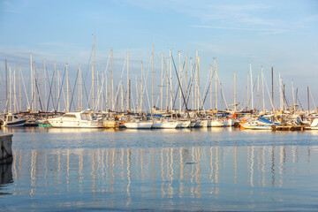 Sail boats docked at the harbour  in San Benedetto Del Tronto Italy