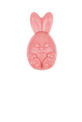 Fototapeta premium Composition of chocolate figurines. Chocolate bunny. Chocolate eggs on a white background. Place for the test.