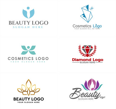 Cosmetic beauty women diamond logo design