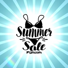 Summer sale promotion offer poster, Summer related shopping items, Summer sale lettering