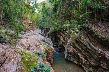 Landscape view of Wang Sila Lang canyon at pua District nan.Nan is a rural province in northern Thailand bordering Laos