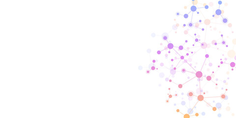 Illustration of molecular structure and genetic engineering, molecules DNA, neural network, scientific research. Abstract background for innovation technology, science, healthcare, and medicine