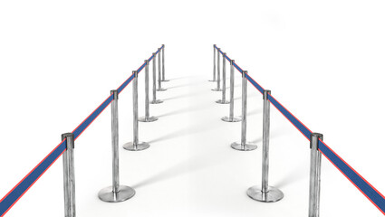 Crowd fence on a white background. 3d illustration