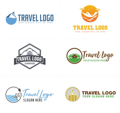 A set of travel adventure logo design