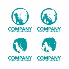 animal medical logo horse dog and cat logo template